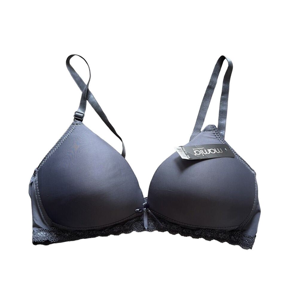 Mamia Women's Size 38B Basic Lace Solid Gray Bras